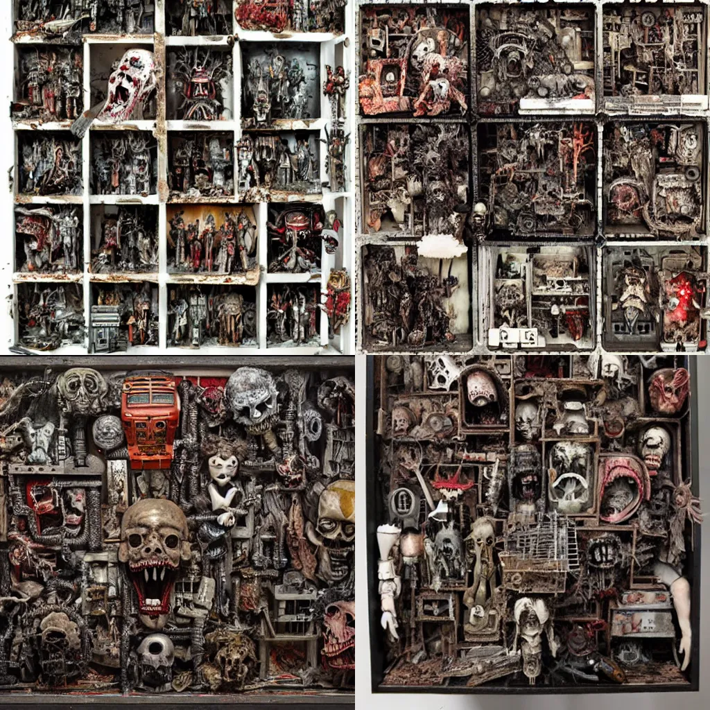 Prompt: horror assemblage by Kris Kuksi