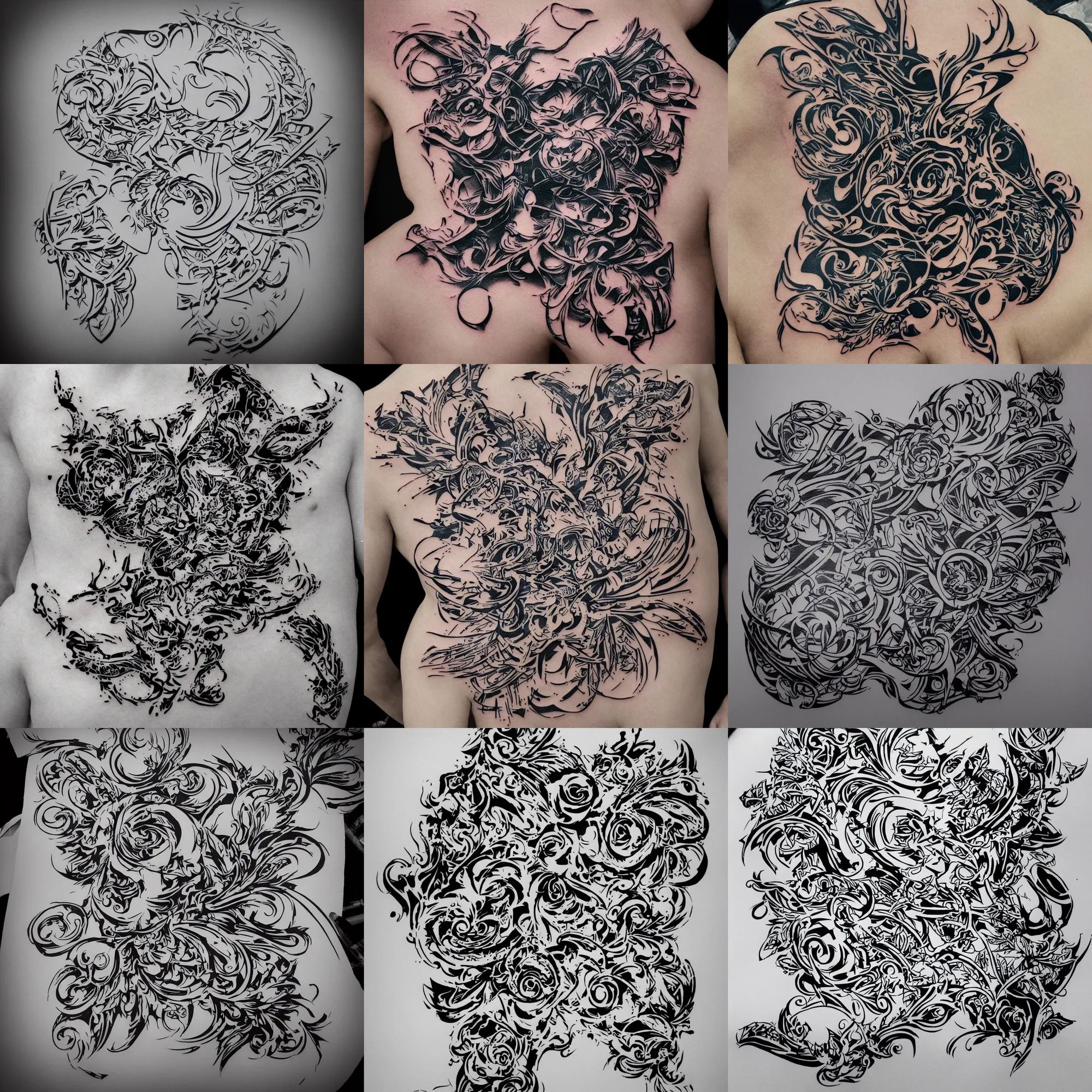 Prompt: new concept 3 d tattoo stencil