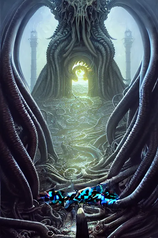 Image similar to cthulhu's portal by anna podedworna, ayami kojima, greg rutkowski, giger, maxim verehin
