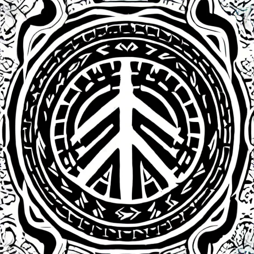 Image similar to small vector tattoo design. cuneiform peace hymn