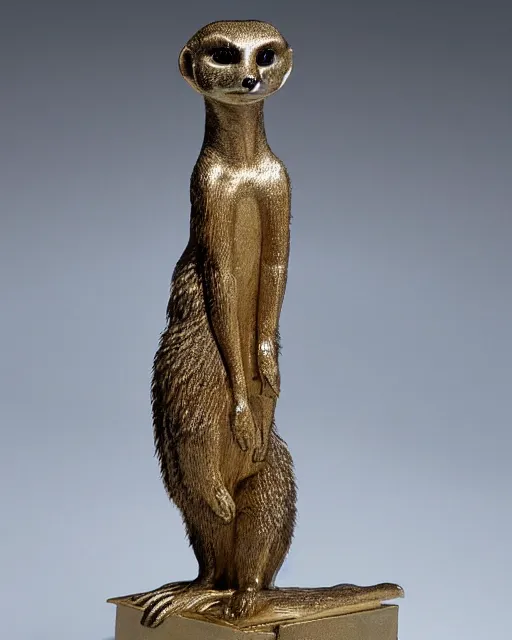 Image similar to a metallic statue of a meerkat