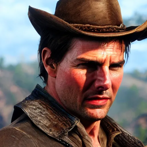Prompt: Tom Cruise in red dead redemption 2 4K detail