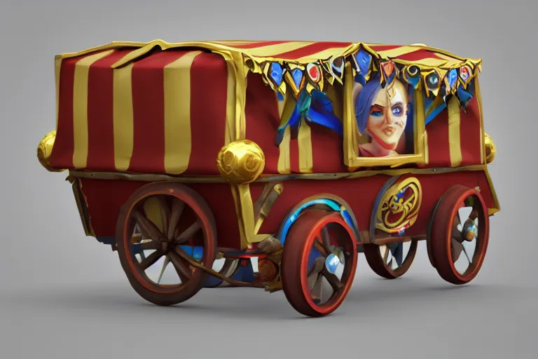 Image similar to 3d sculpt of a circus wagon with blank sides, artstaton, League of Legends, digital illustration