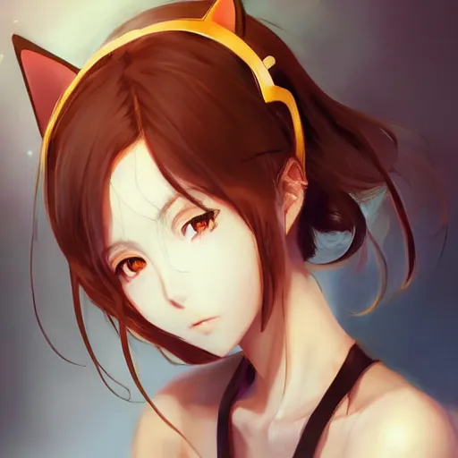 Image similar to An anime portrait of beautiful girl with cat ears, by Stanley Artgerm Lau, WLOP, Rossdraws, James Jean, Andrei Riabovitchev, Marc Simonetti, and Sakimichan, tranding on artstation