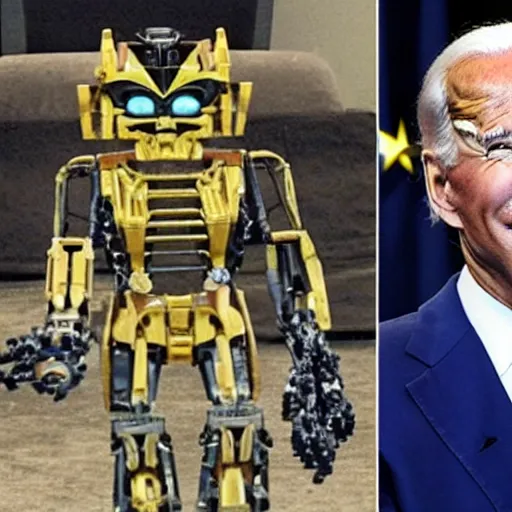 Image similar to Joe Biden with the body of a Bionicle