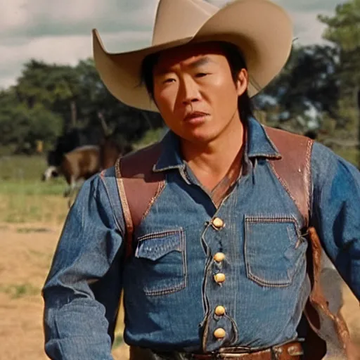 Image similar to Film still of Jacky Chan as cowboy in America movie