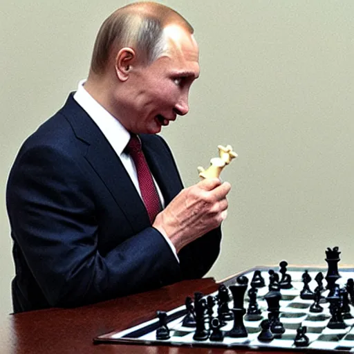 Image similar to putin eating chess piece