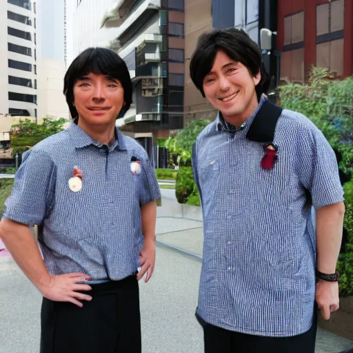 Prompt: photo of the Japanese manzai duo Downtown