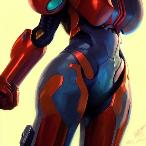 Image similar to samus in varia suit, artstation, concept art, smooth, sharp focus, illustration, art by Krenz Cushart and Artem Demura and alphonse mucha