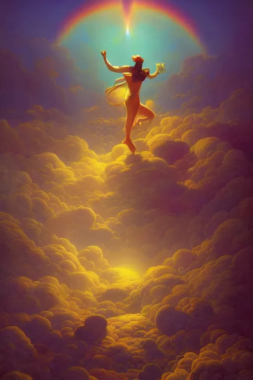 Prompt: the most wonderful dream you ever had, digital painting, vivid color, complementary color, golden ratio, detailed, sharp lines, sharp focus, intricate, rainbowshift, by maxfield parrish, by peter mohrbacher, by gustave dore, by artgerm, deviantart, octane render, 8 k