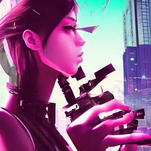 Prompt: Frequency indie album cover, luxury advertisement, magenta and white colors. highly detailed post-cyberpunk sci-fi close-up cyborg detective assassin girl in asian city in style of cytus and deemo, mysterious vibes, by Ilya Kuvshinov, by Greg Tocchini, nier:automata, set in half-life 2, beautiful with eerie vibes, very inspirational, very stylish, with gradients, surrealistic, dystopia, postapocalyptic vibes, depth of filed, mist, rich cinematic atmosphere, perfect digital art, mystical journey in strange world, beautiful dramatic dark moody tones and studio lighting, shadows, bastion game, arthouse