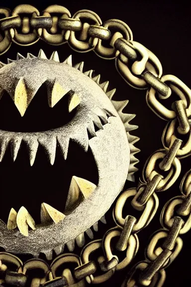 Image similar to very very intricate photorealistic photo of a chain chomp in an episode of game of thrones, photo is in focus with detailed atmospheric lighting, award - winning details