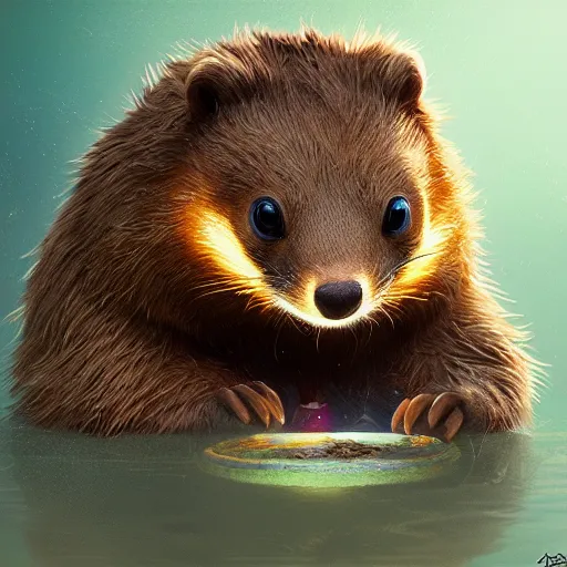 Image similar to the most adorable beaver in the universe, huggy wuggy from poppy playtime video game, fullbody, ultra high detailed, glowing lights, oil painting, greg rutkowski, charlie bowater, beeple, unreal 5, daz, hyperrealistic, octane render, rpg portrait, dynamic lighting, fantasy art, beautiful face