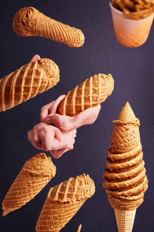 Image similar to 📷 conan o'brien the ice - cream cone 🍦, made of food, still image, dynamic lighting, 4 k