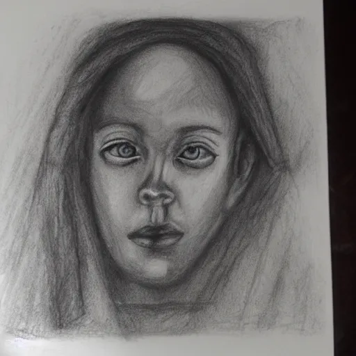 Prompt: charcoal drawing introspective bother 5 x 5 grid