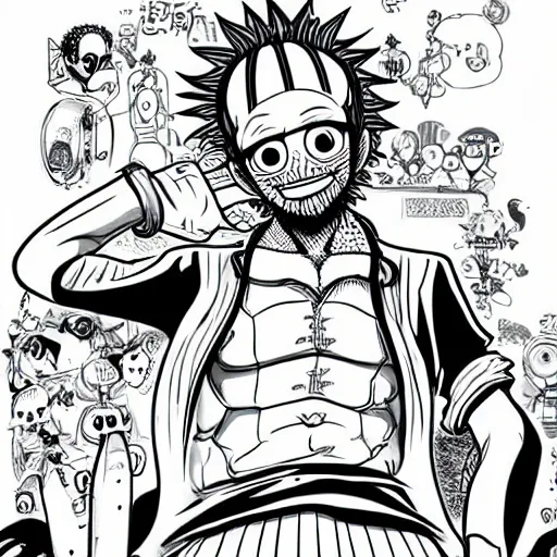 Image similar to beppe grillo in one piece, manga, highly detailed, digital art eichiro oda style, line art