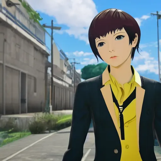 Prompt: film still of persona 4 protagonist, 8 k