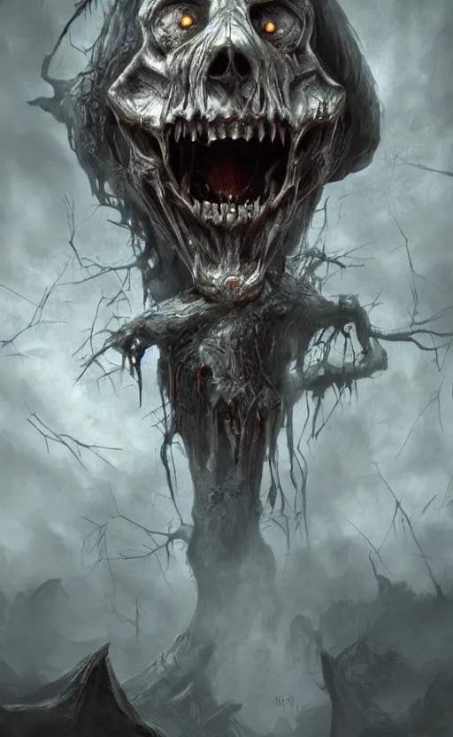 Image similar to a scary boo from mario, dark fantasy photorealistic concept art, trending on art station, stunning visuals, creative, cinematic, ultra detailed