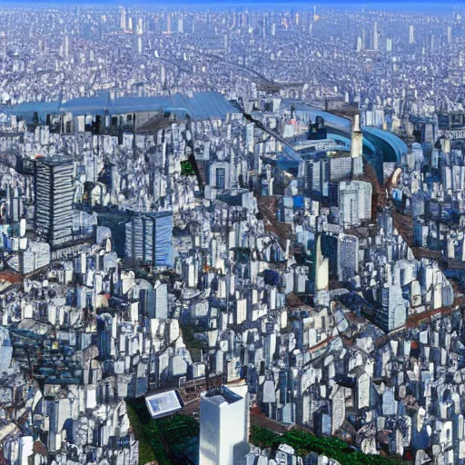 Image similar to tokyo 9 0 years in the future with the city densely populated with buildings as far as the eye can see