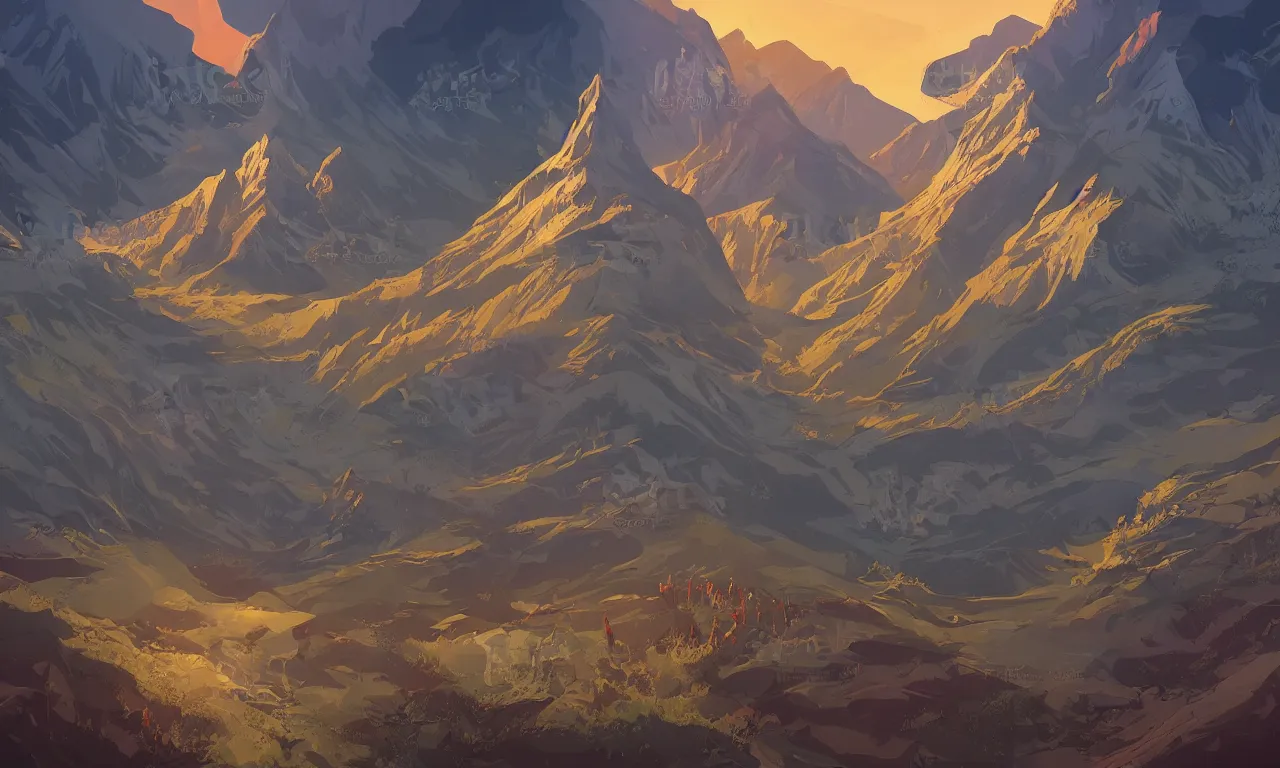 Prompt: Nepal, vector art, trending on artstation, 30mm, by Noah Bradley