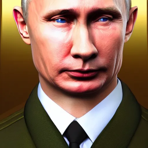 Image similar to a closeup photorealistic gay vladamir putin photograph. make up. joyful. fine detail. 4 k hd, trending on artstation, featured on behance, well - rendered, extra crisp, features intricate detail, epic composition and the style of unreal engine.