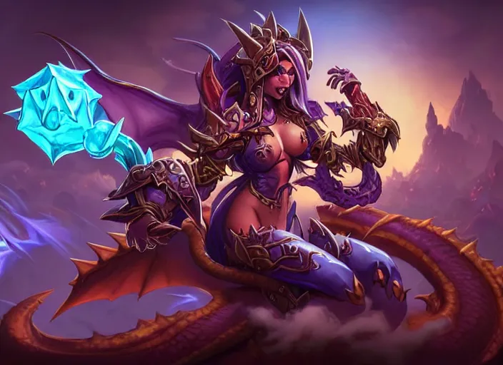 Prompt: dragon woman, whimsical, dungeons and dragons, league of legends splash art, heroes of the storm splash art, hearthstone splash art, world of warcraft splash art, overwatch splash art, art by artgerm, art by alphonse mucha, intricately detailed, highly detailed, trending on artstation, 4 k