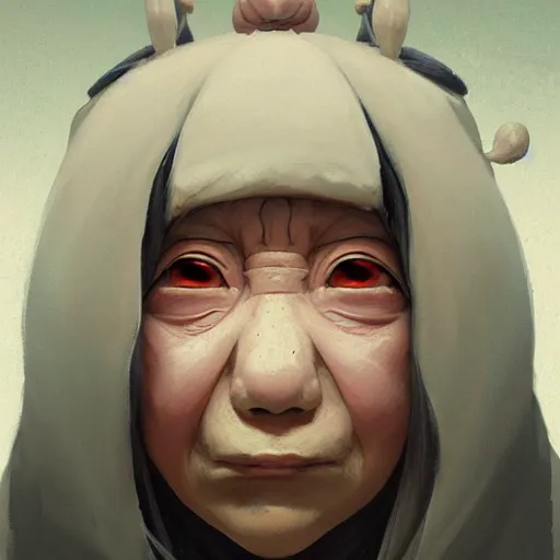 Image similar to symmetrical, portrait of Yubaba from spirited away, art by greg rutkowski, matte painting, trending on artstation