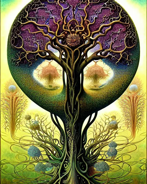 Image similar to tree of life by roger dean and andrew ferez, art forms of nature by ernst haeckel, divine chaos engine, symbolist, visionary, art nouveau, botanical fractal structures, organic, detailed, realistic, surreality