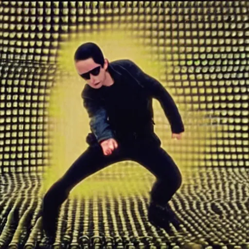 Image similar to a ( ( minion ) ) in the matrix!!!, bullet time, still from movie