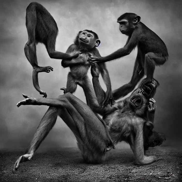 Prompt: drunken monkey by lee jeffries, erik johansson, supersampled, 8 k, beautify