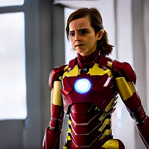 Image similar to a still of emma watson in iron man