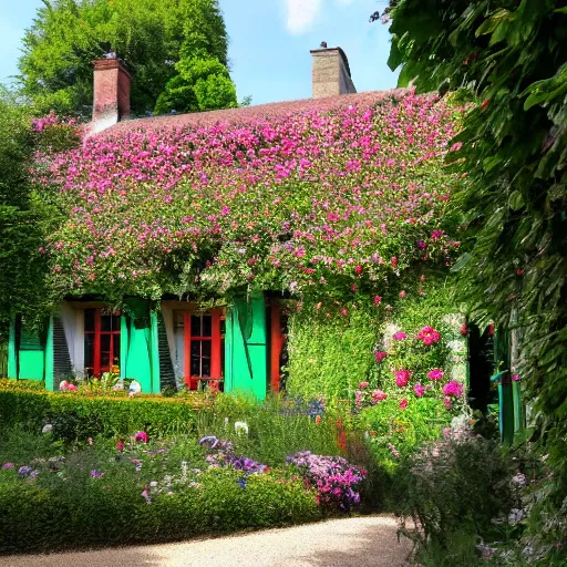 Image similar to the house of Claude Monet in the town of Giverny, France