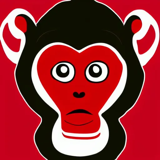 Prompt: monkey digital art red background