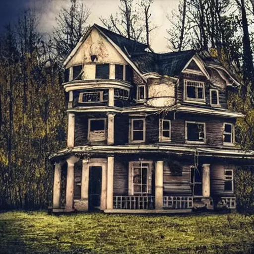 Prompt: a horror house, [ creepy ]!!, photo - realistic photorealistic, photo - realistic award winning, [ creeper ]!!, horror trending on the photo bucket photorealistic trending on the photo bucket [ creeper ]!!