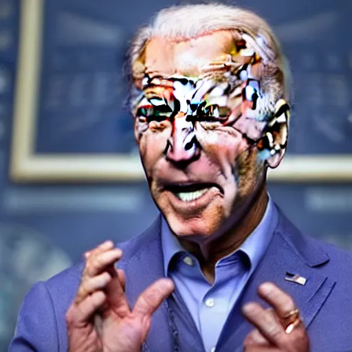 Prompt: Joe Biden with an unnervingly large mouth