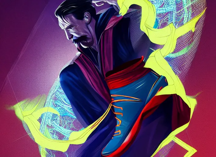 Image similar to basketball sneakers concept of doctor strange, trending on artstation, smooth, sharp focus