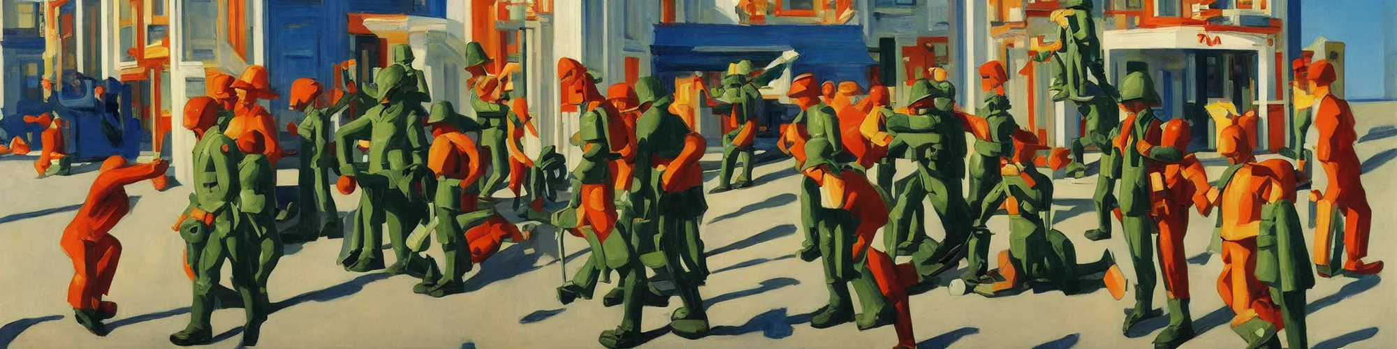 Image similar to toy soldiers by edward hopper