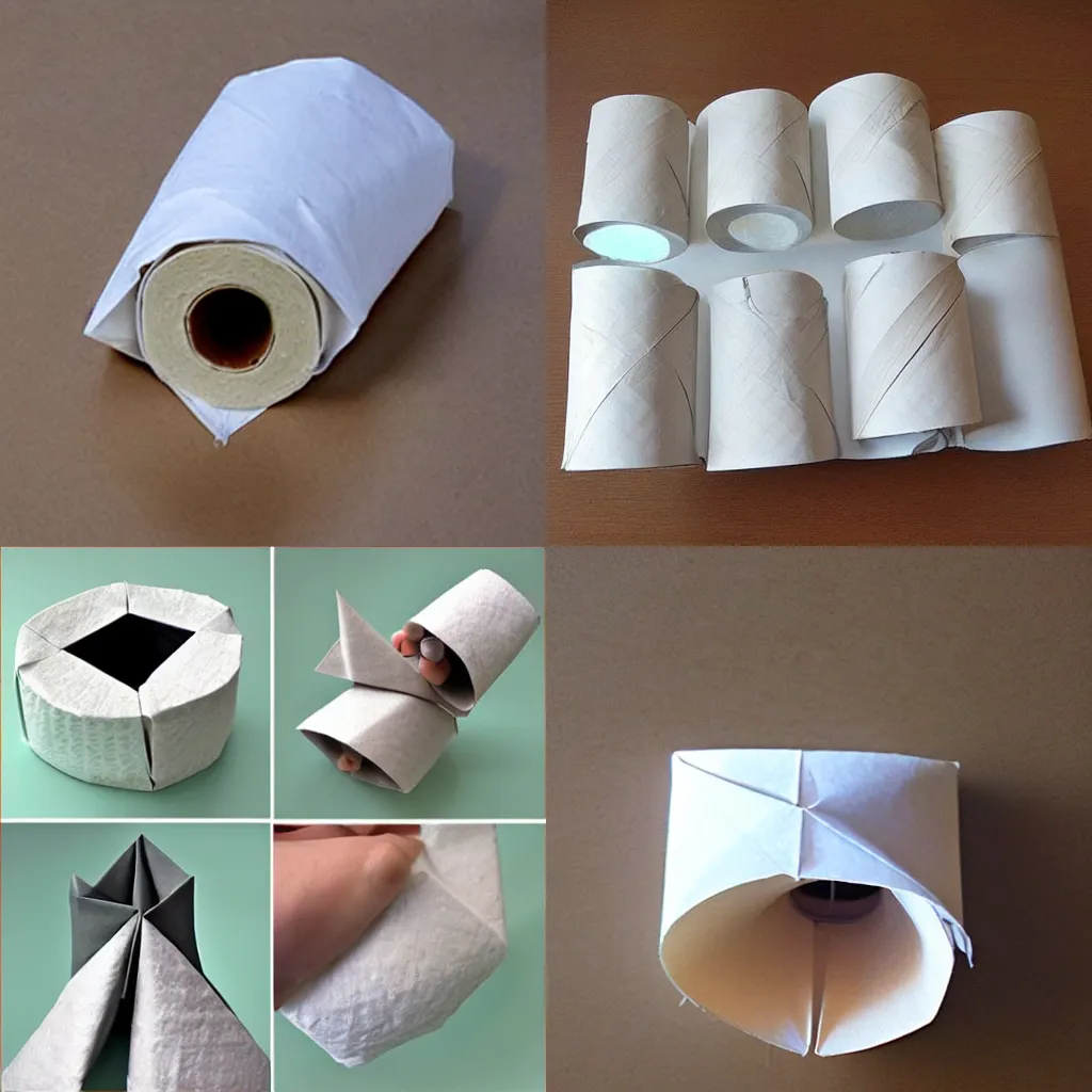 Prompt: origami toilet paper roll
