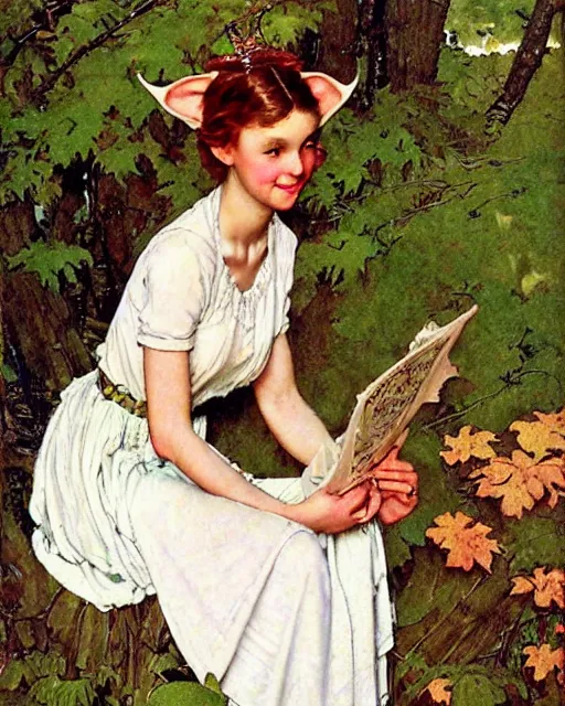 Image similar to a beautiful elf princess by norman rockwell