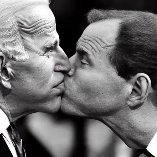 Prompt: joe biden kissing joe biden's forehead, lovely, ultrarealistic