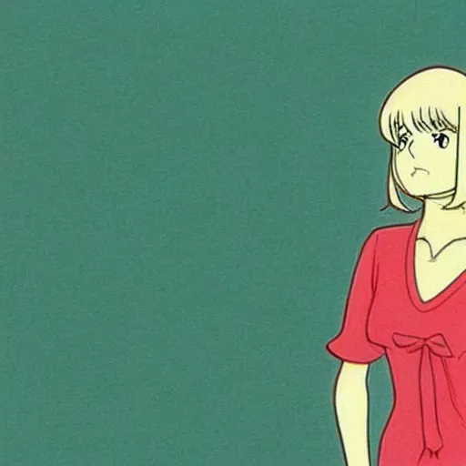 Image similar to still of France Gall in a 1960s anime, cel animation, in the style of Takahashi Macoto, very detailed, trending on tumblr