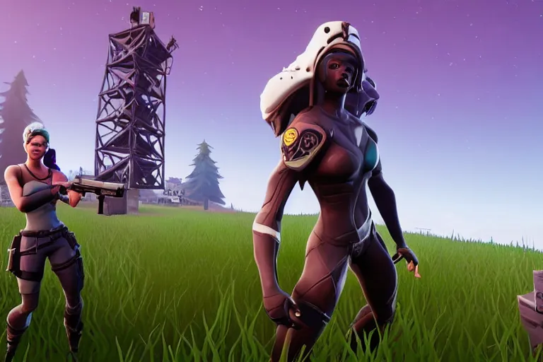 Prompt: a screenshot of a player with a samara morgan skin in fortnite ( 2 0 1 7 ), the movie the ring ( 2 0 0 1 ) public event in fortnite