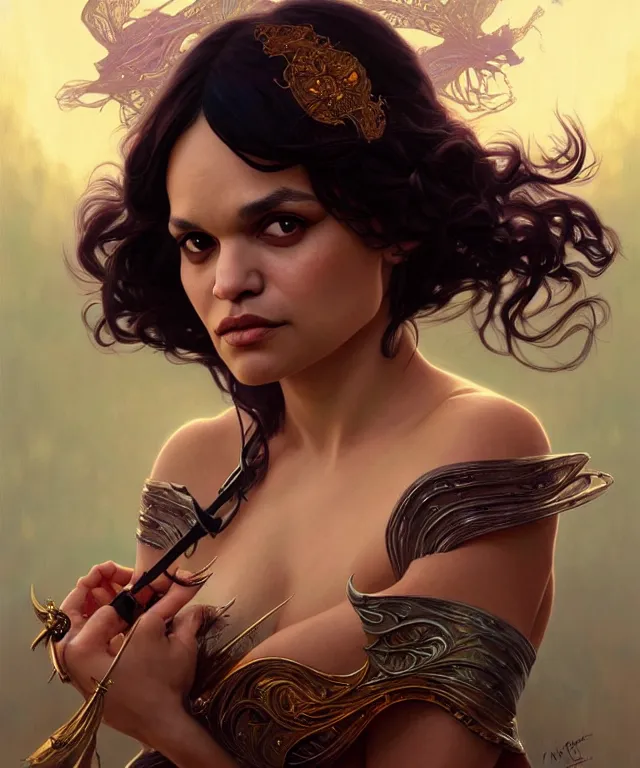 Prompt: Norah Jones as a fantasy magic woman portrait, sci-fi, amber eyes, face, long hair, fantasy, intricate, elegant, highly detailed, digital painting, artstation, concept art, smooth, sharp focus, illustration, art by artgerm and greg rutkowski and alphonse mucha