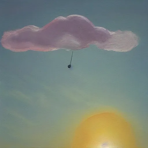 Prompt: a lucid dream of painting floating in an empty sky