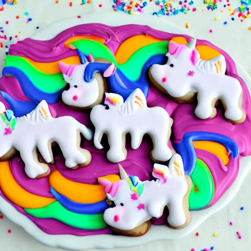 Prompt: delicious unicorn cookies