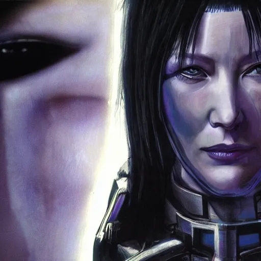 Image similar to cate blanchett as major kusanagi from ghost in the shell by h.r. giger
