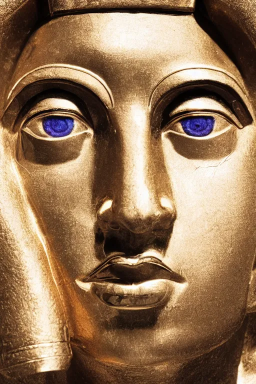 Image similar to portrait of Sam Hyde as an Egyptian God, close-up, sigma male, rule of thirds, award winning photo, highly detailed features, golden hour, eclipse, studio lighting, Egypt Pyramid setting