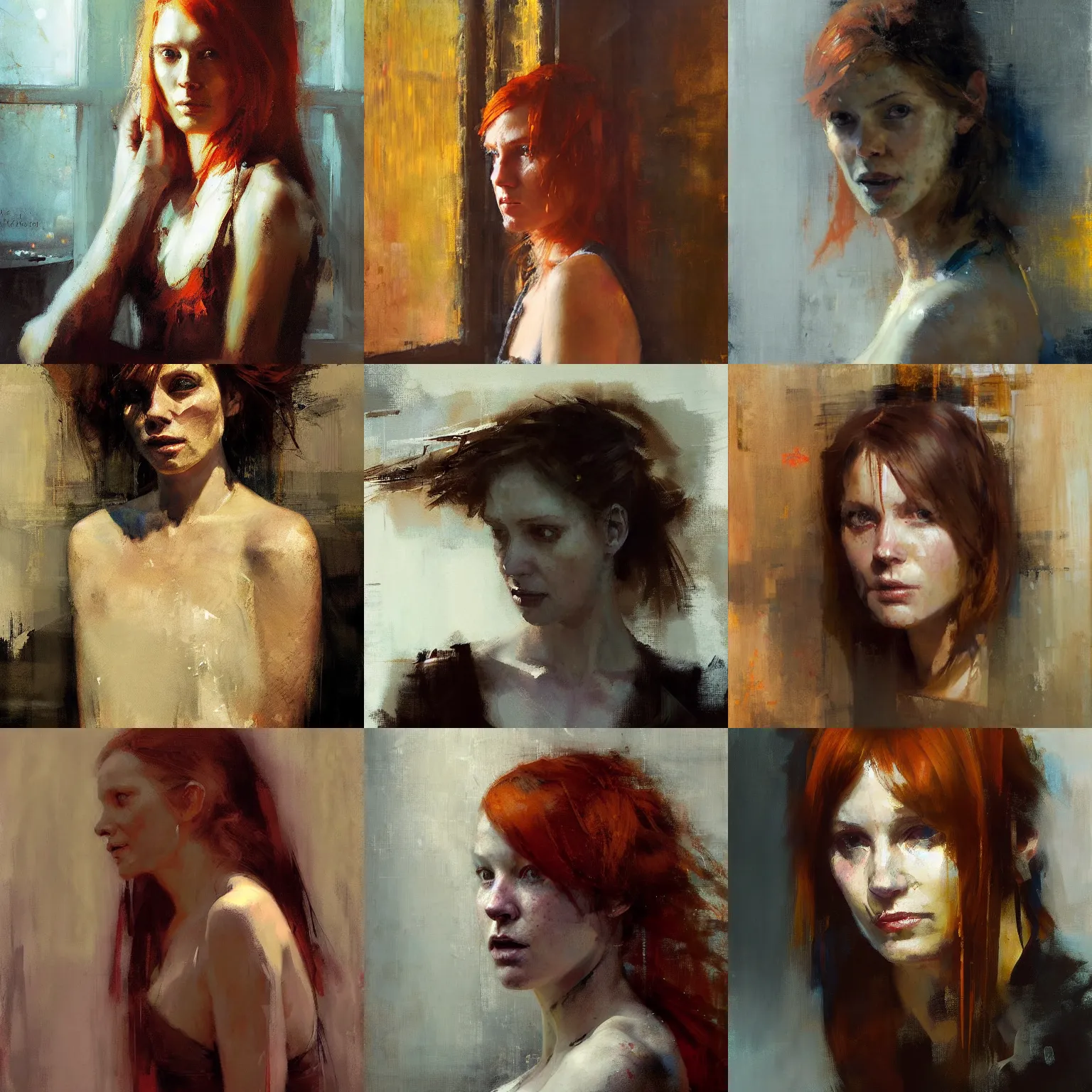 Prompt: Portrait of a ginger woman, by Jeremy Mann