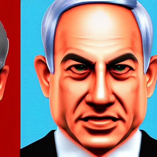 Image similar to a 3 d render of benjamin netanyahu as a video game character