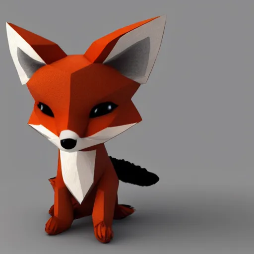 Prompt: Low Poly 3D render of a plush fox, digital art, trending on artstation